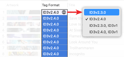 Changing the metadata format of audio files to ID3v2.3