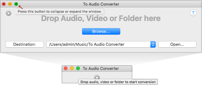 Collapse To Audio Converter for Mac to lock it in front of other apps