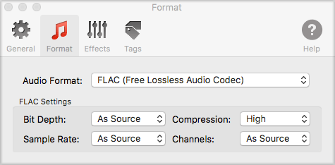 Default setting of FLAC format in To Audio Converter for Mac