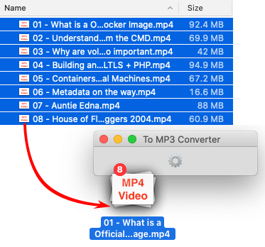 To MP3 Converter for Mac OS - Dropping MP4 files