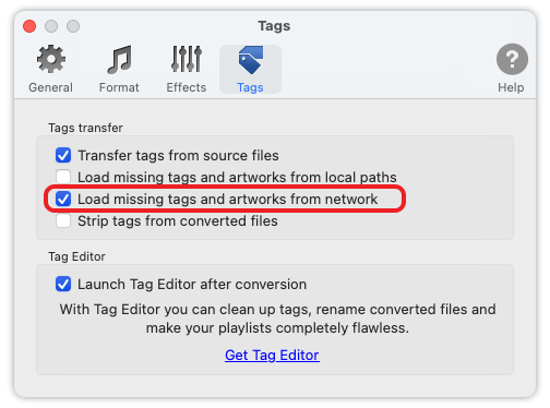 To MP3 Converter for Mac OS - Load missing tags from network.