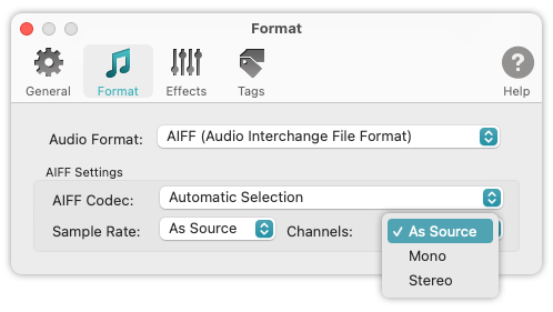 To WAV Converter for Mac OS - AIFF - Supported Channels