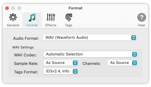 To WAV Converter for Mac OS - Automatic Settings allow to preserve the quality of source audio
