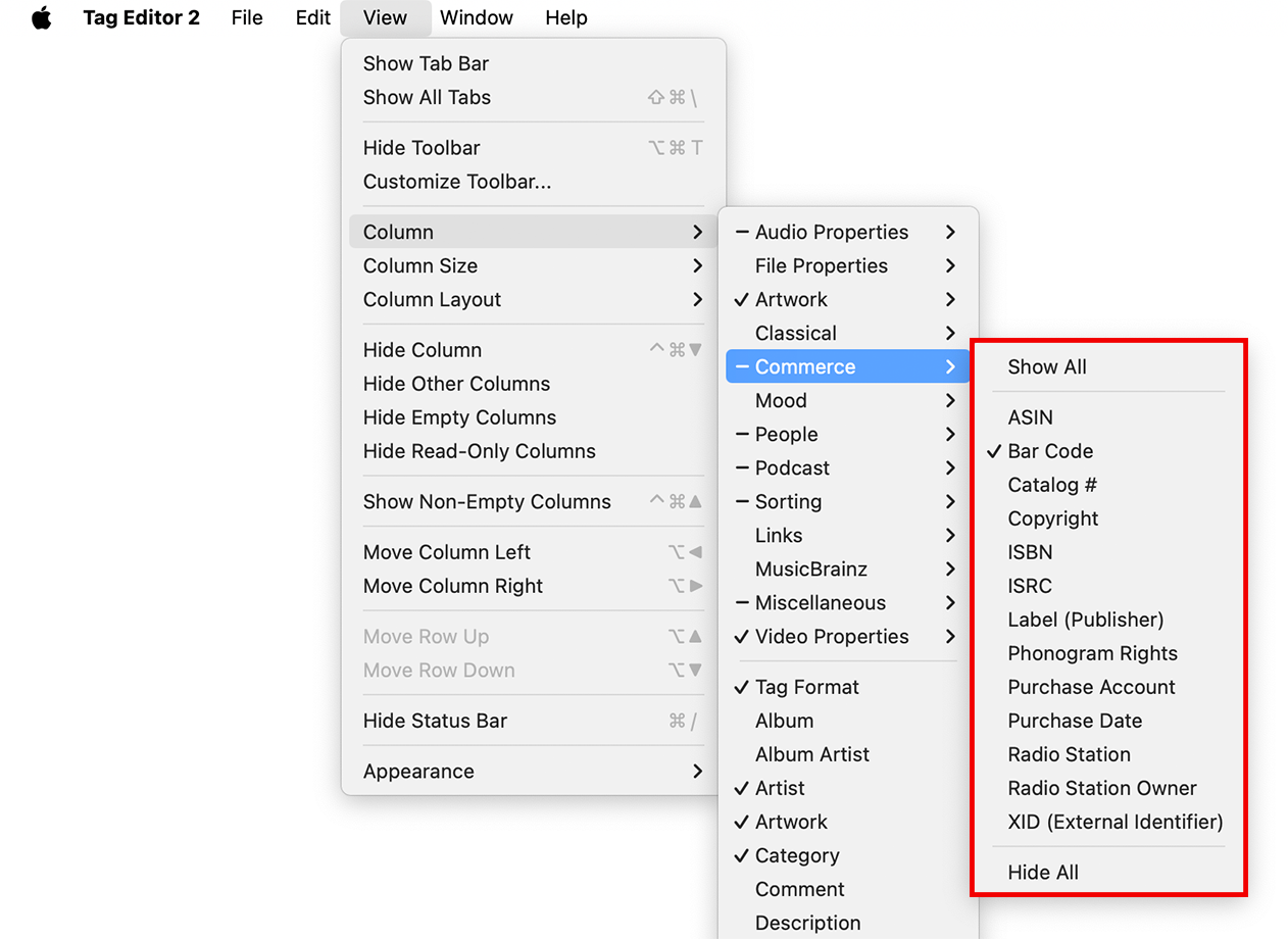 Tag Editor for Mac - Commerce Tags