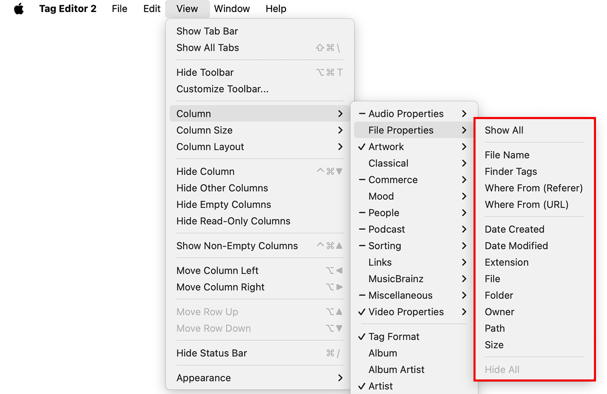 Tag Editor for Mac - File Properties
