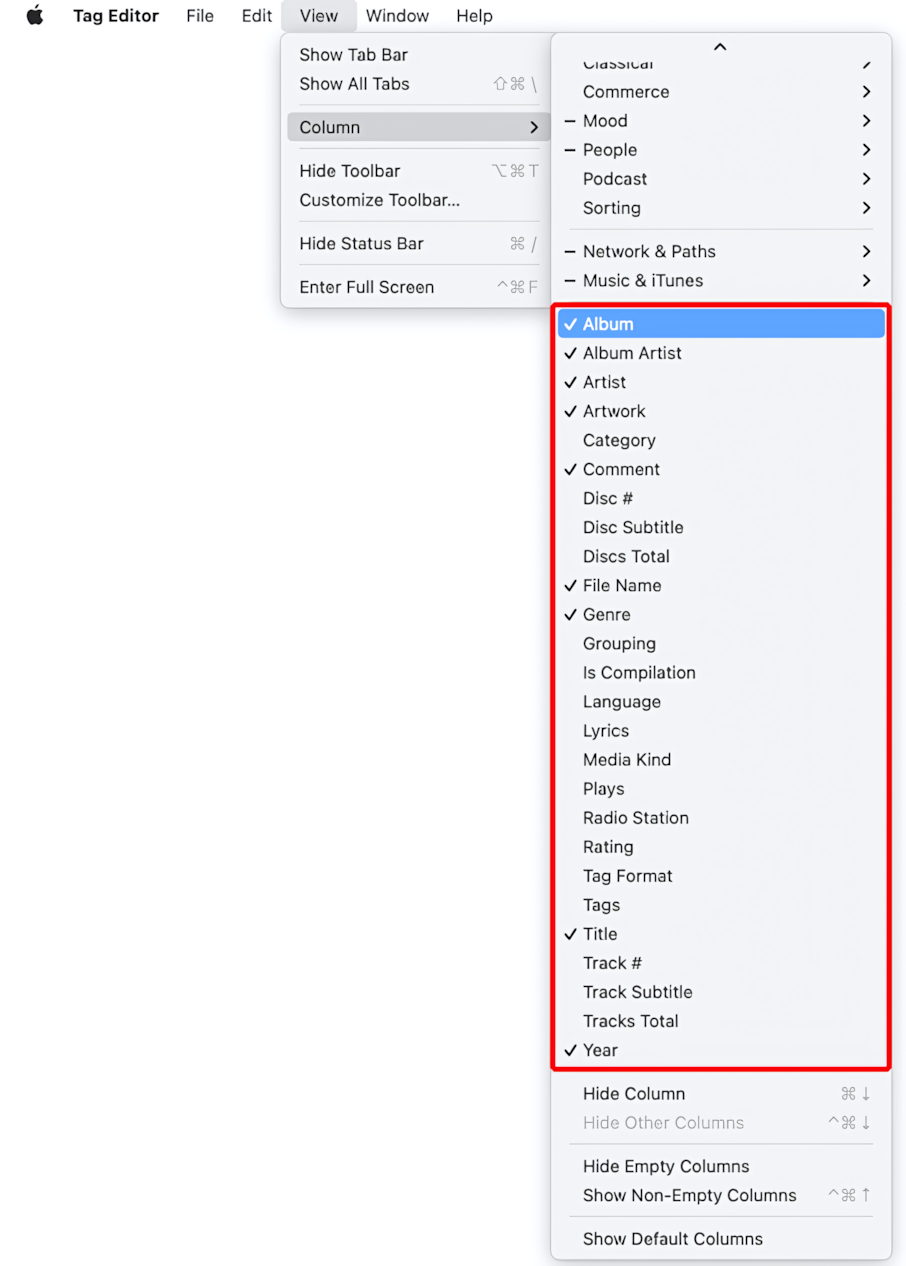 Tag Editor for Mac - MAIN MUSICAL TAGS