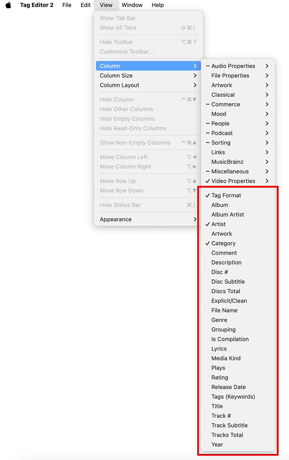 Tag Editor for Mac - MAIN MUSICAL TAGS