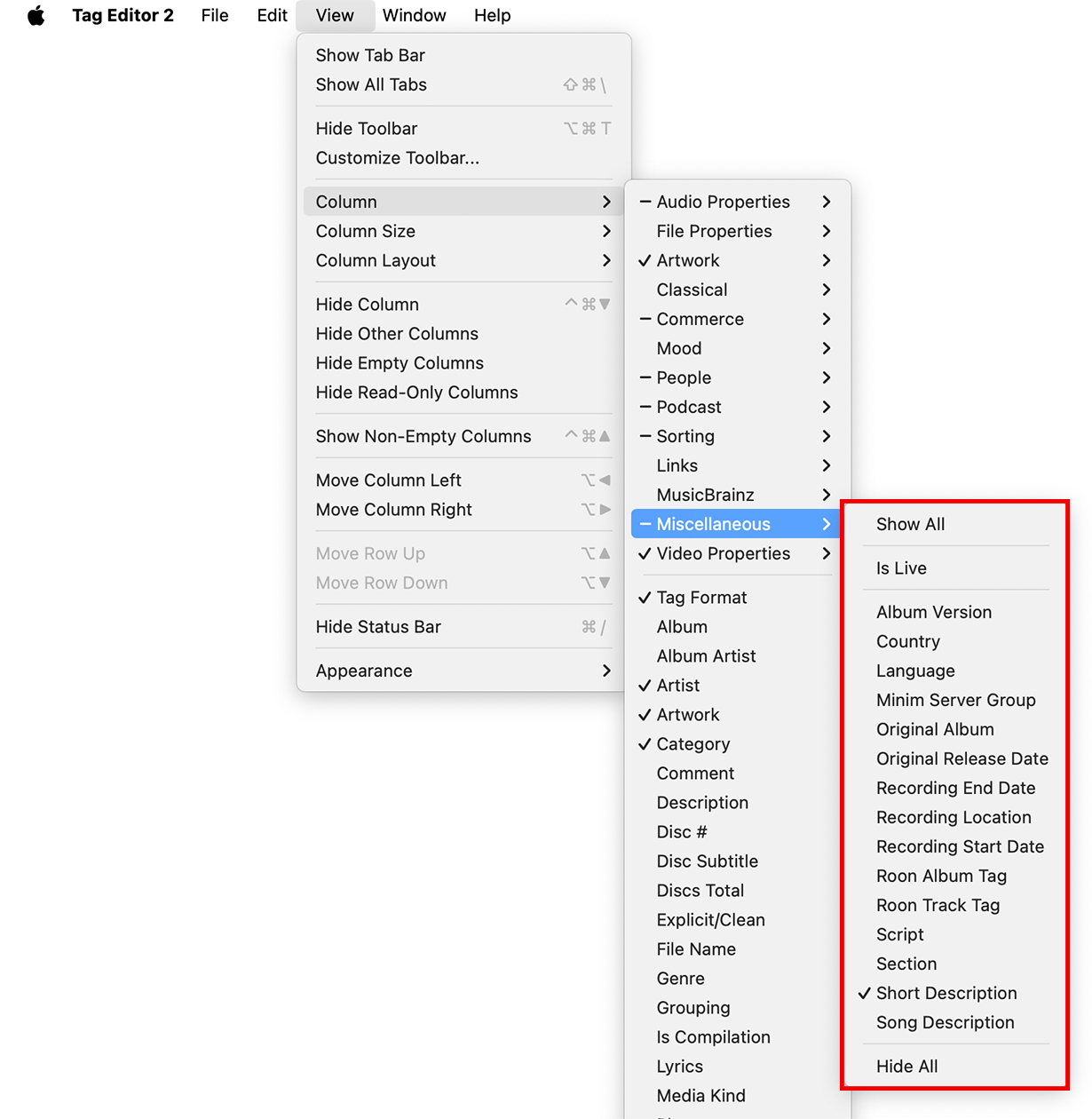 Tag Editor for Mac -Miscellaneous Tags