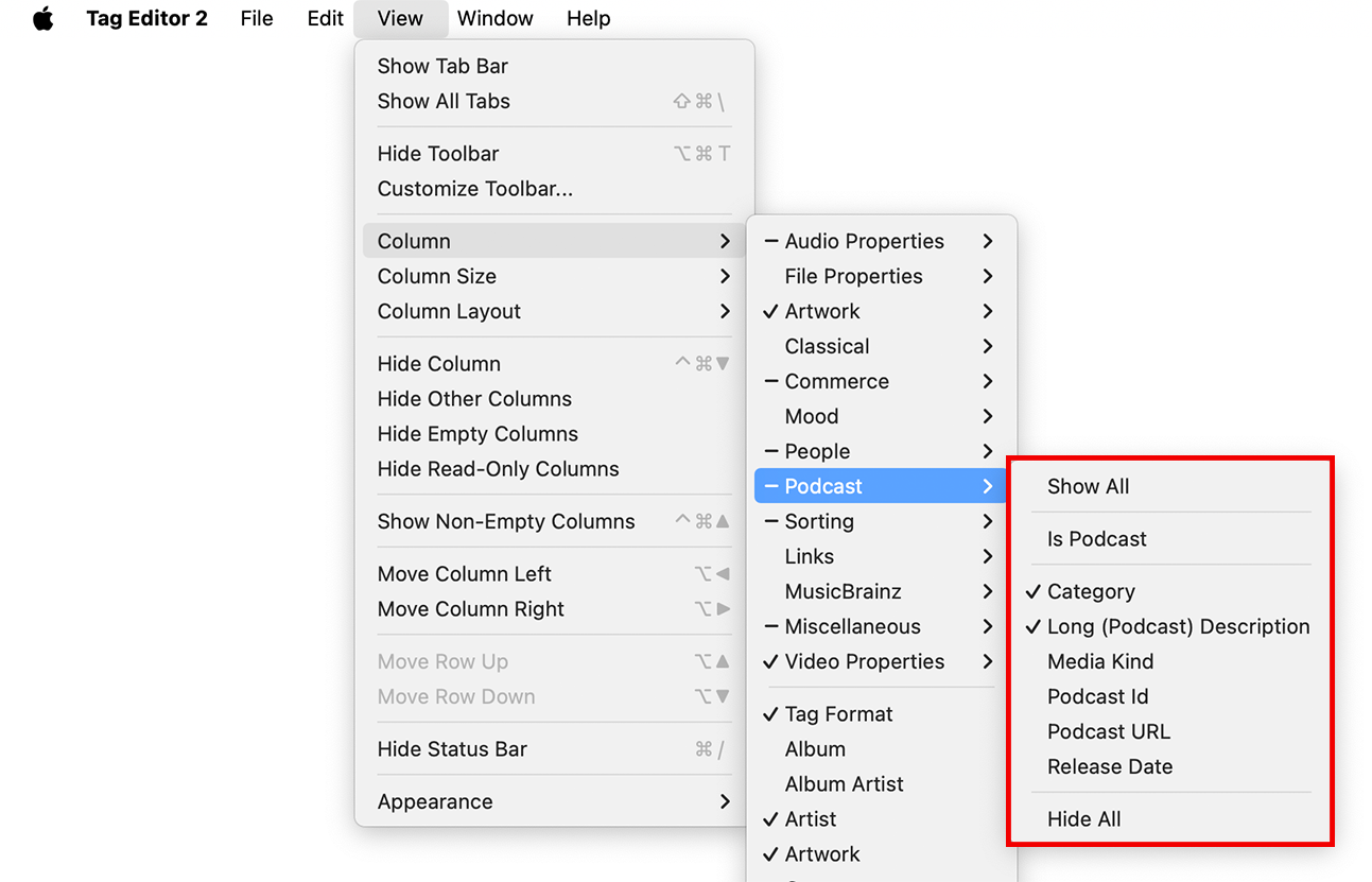 Tag Editor for Mac - Podcast Tags