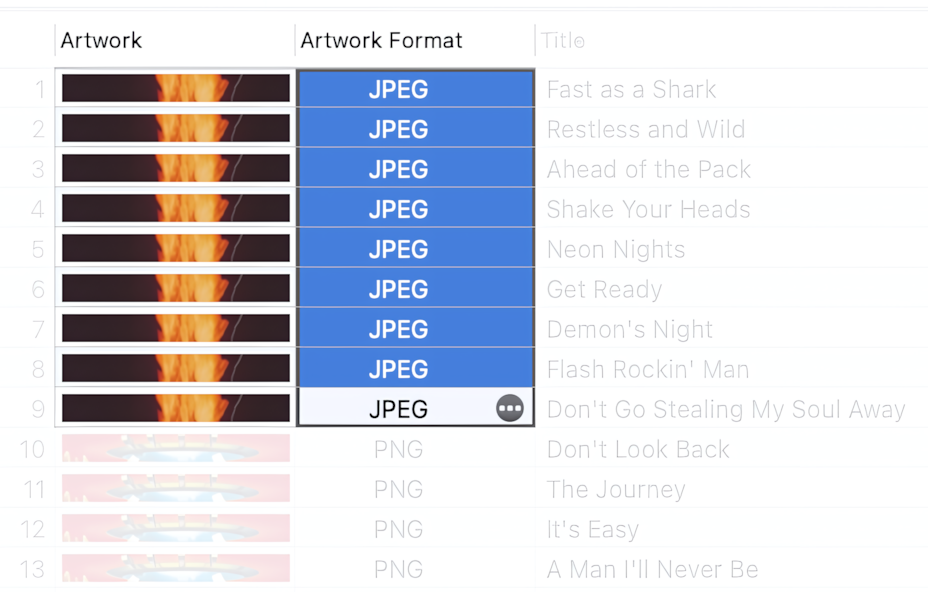 Artwork Format changed to JPEG in the Tag Editor for Mac