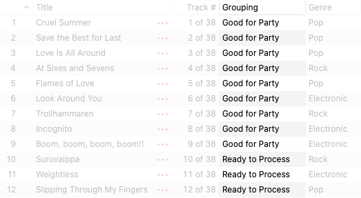 Grouping column in iTunes/Music