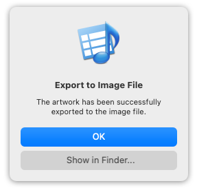 Show exported Artwork in Finder