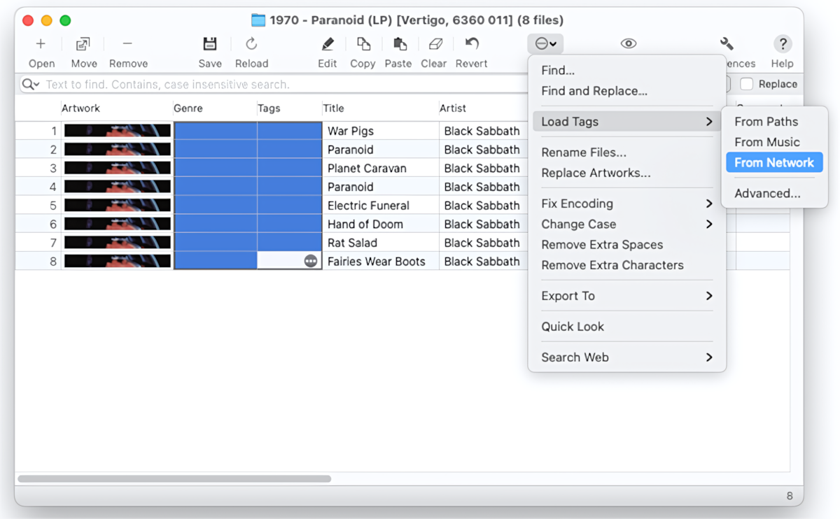Tag Editor for Mac - loading Genre and Tags from online databases
