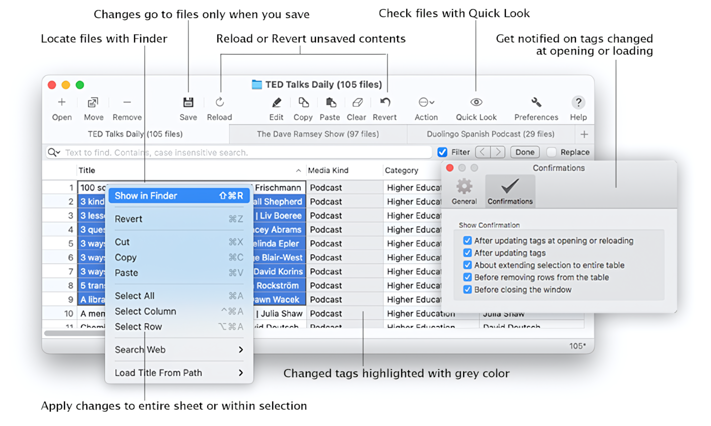 Control of Changes - Amvidia Tag Editor for Mac