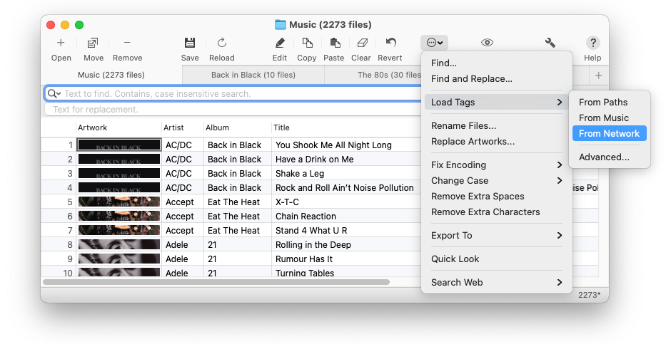 Handy Spreadsheet for Quick Tagging - Amvidia Tag Editor for Mac