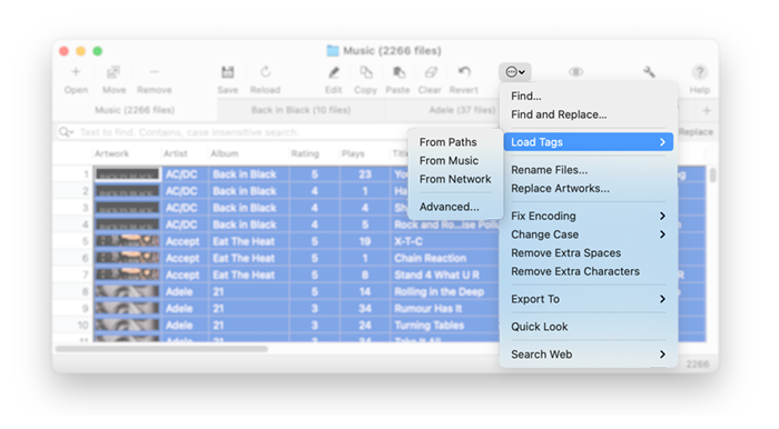 Loading Metadata from Online Databases, Path Components, Music and iTunes - Amvidia Tag Editor for Mac