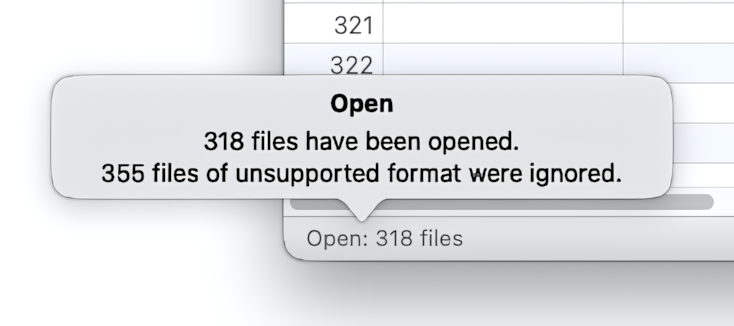Tag Editor for Mac - Notification in the statusbar when opening Audio and Video files
