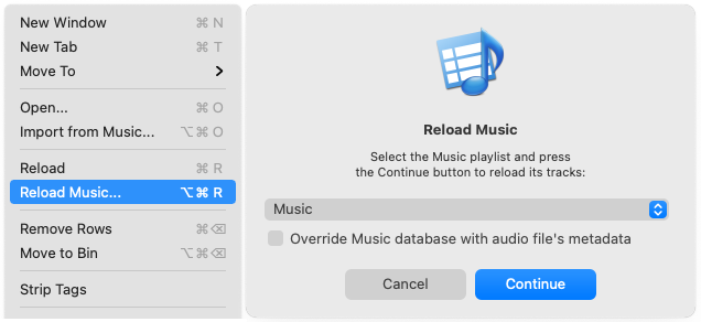 Reload Music window in Music/iTunes