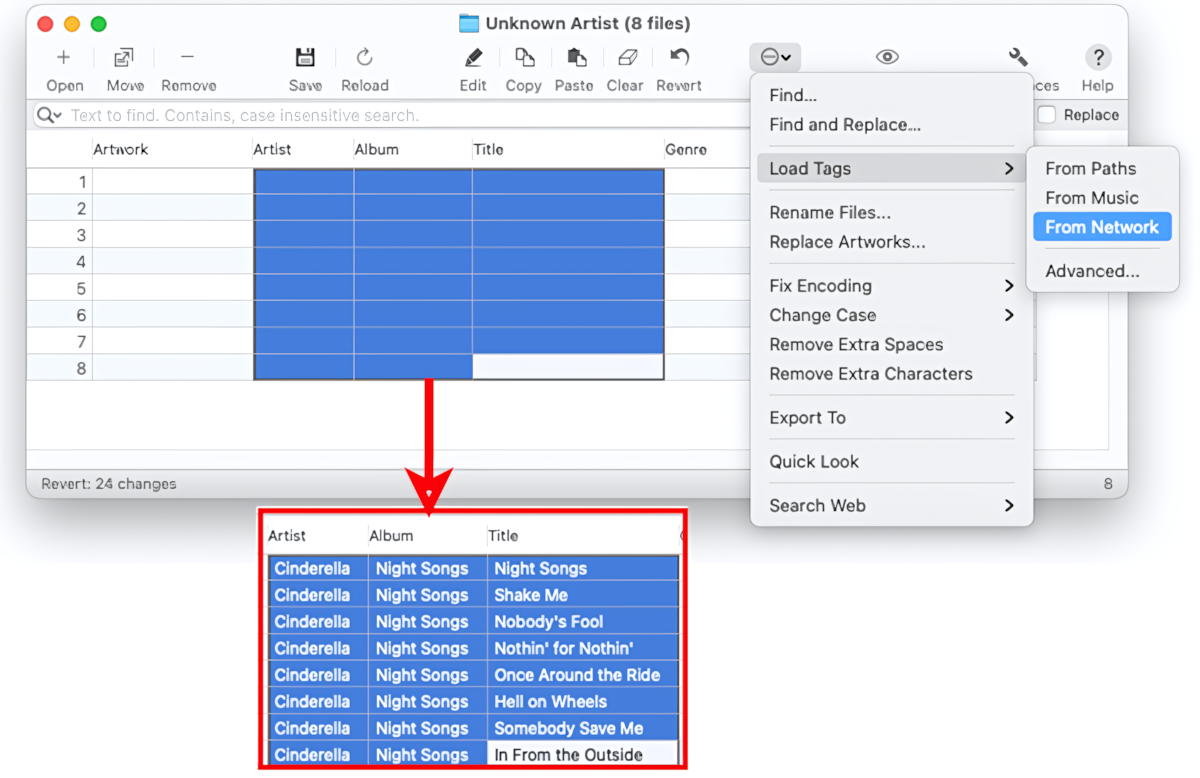 Tag Editor for Mac - Loading new values of Artist, Album and Title