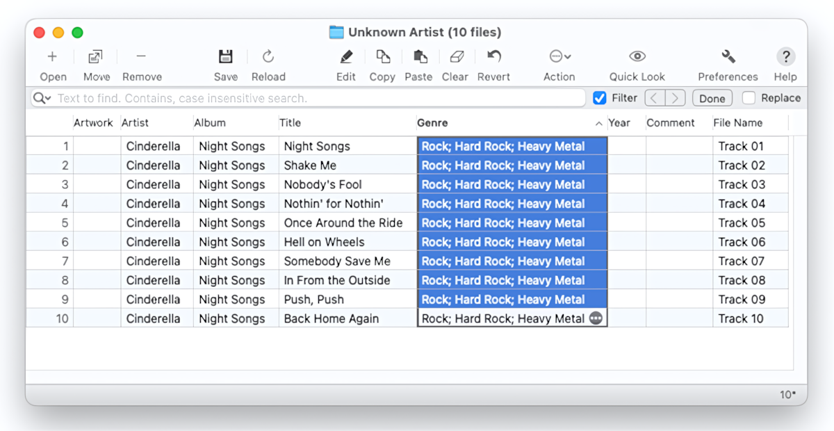 Tag Editor for Mac - Genres imported from online databases with the Tag Editor