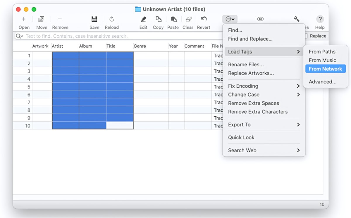 Tag Editor for Mac - Validation of Artist, Album, and Title before importing Genre from online databases