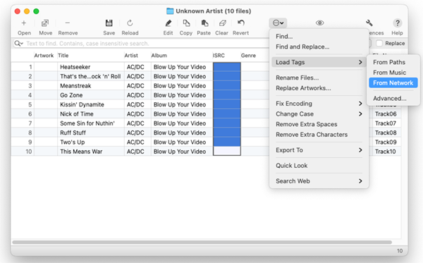 Tag Editor for Mac - importing ISRC from online databases