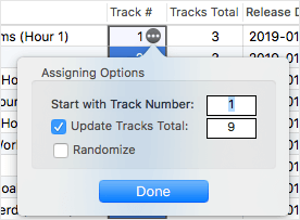 Automatic assigning of audio Track Number tags on Mac with Tag Editor by Amvidia