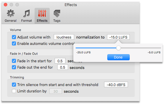 R128 Loudness Normalization in To Audio Converter for Mac