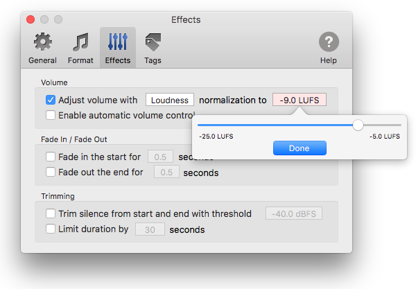 lufs for audio mp3 mac