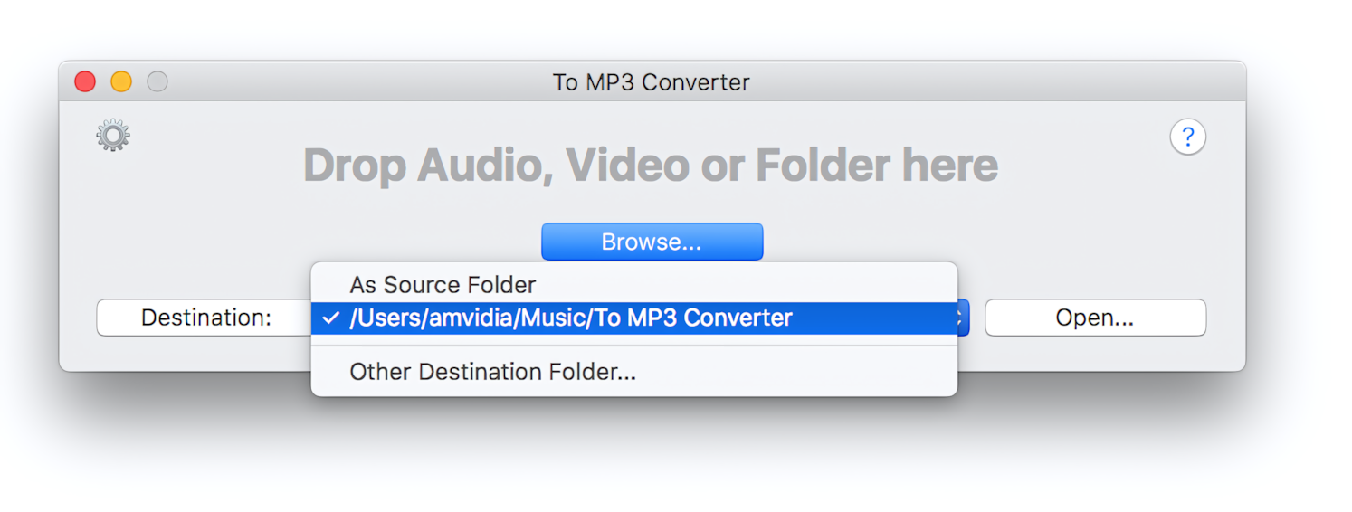 Setting up the Destination Folder