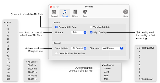 To MP3 Converter for Mac - Custom MP3 Settings - Preferences / Format