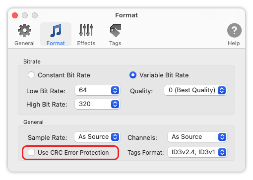 To MP3 Converter for Mac - Cyclic Redundancy Check