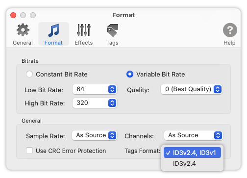 To MP3 Converter for Mac - Tags Format