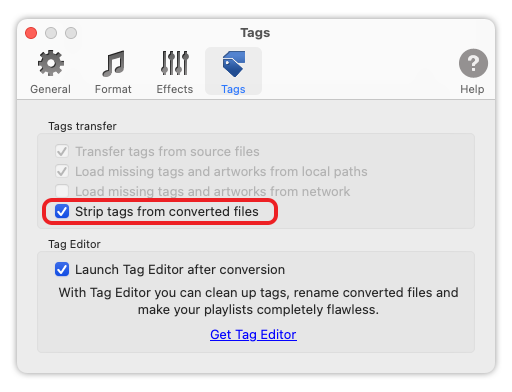 To MP3 Converter for Mac - Strip tags from converted files
