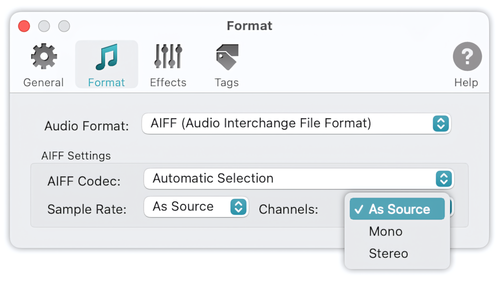 To WAV Converter for Mac OS - AIFF - Supported Channels