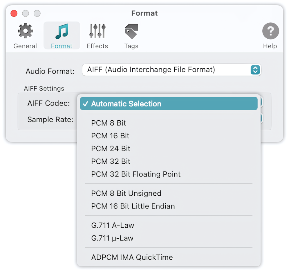 To WAV Converter for Mac OS - AIFF Codecs