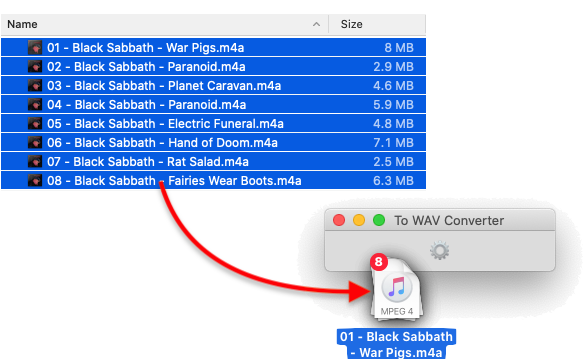 To WAV Converter for Mac OS - Dropping M4A files