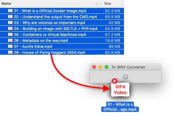 To WAV Converter for Mac OS - Dropping MP4 files