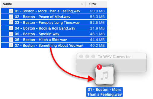 To WAV Converter for Mac OS - Dropping WAV files