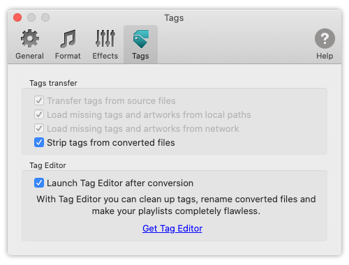 To WAV Converter for Mac OS - Strip tags from converted files.